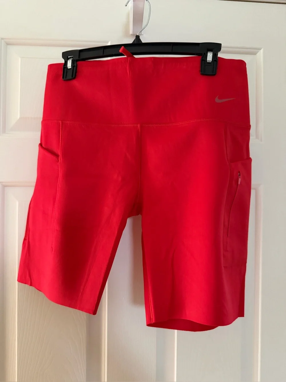 Nike Women's Bright Red High-Waist Athletic Shorts with Side Pockets
